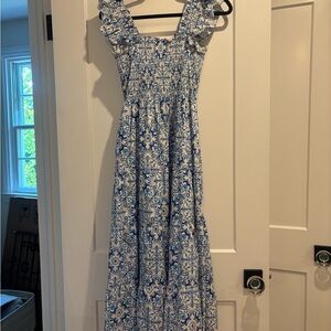 Blue and White Floral Maxi Dress